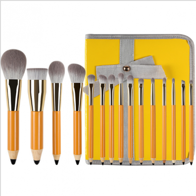 15pcs high quality makeup brush set with cosmetic pouch for makeup pencil style for beauty tools powder brush blush brush