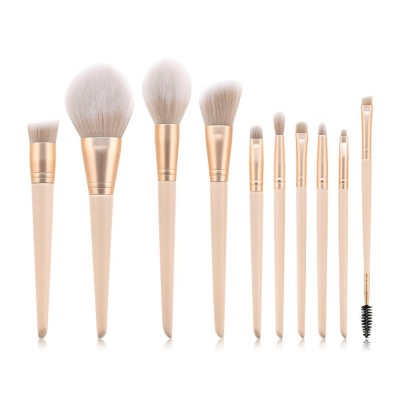 10pcs beauty personal care Makeup Brush Set with Slant Tail Handle Foundation Blush Concealer Eye Shadow Eyebrow Brush