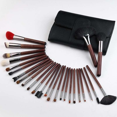 26pcs Pro cosmetic brush kit with natural animal hair and cosmetic pouch for professional brushes