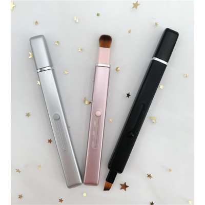 Cosmetic retractable brush with double side eyeshadow brush and eyebrow brush for two side style